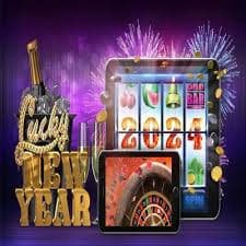 Colorful slot online machine spinning reels with winning symbols